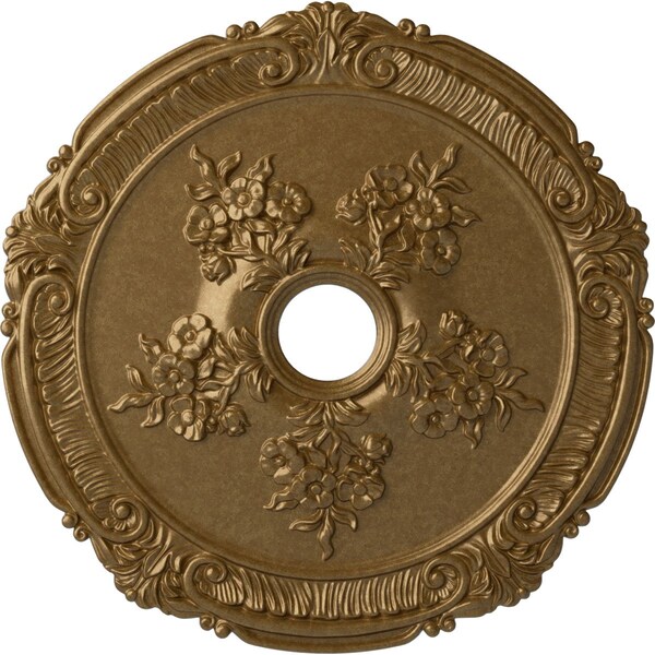 Ekena Millwork Attica with Rose Ceiling Medallion (Canopies up to 4 1/2"), 26"OD x 3 3/4"ID x 1 1/2"P, Pale Gold CM26ATPAS - main
